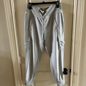 Athleta Light Gray Sutton Joggers Cargo Pocket Grey Drawstring Pants